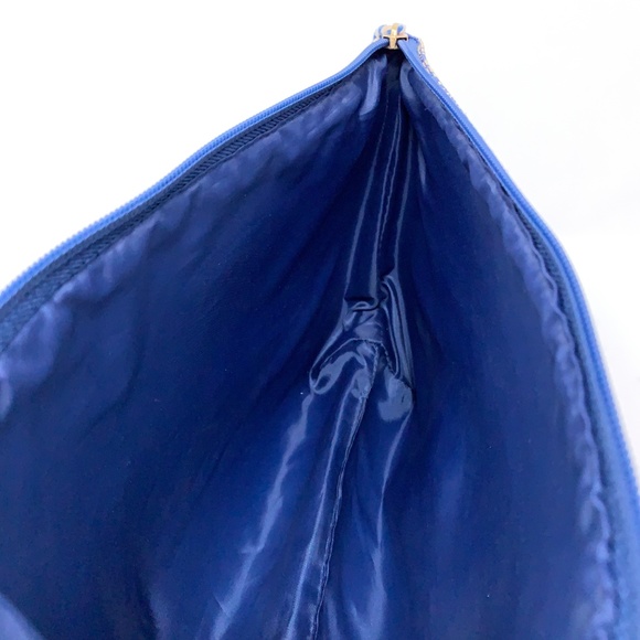 Weaved Wallet Bag Purse Boho Blue Cream Ivory - Picture 5 of 6